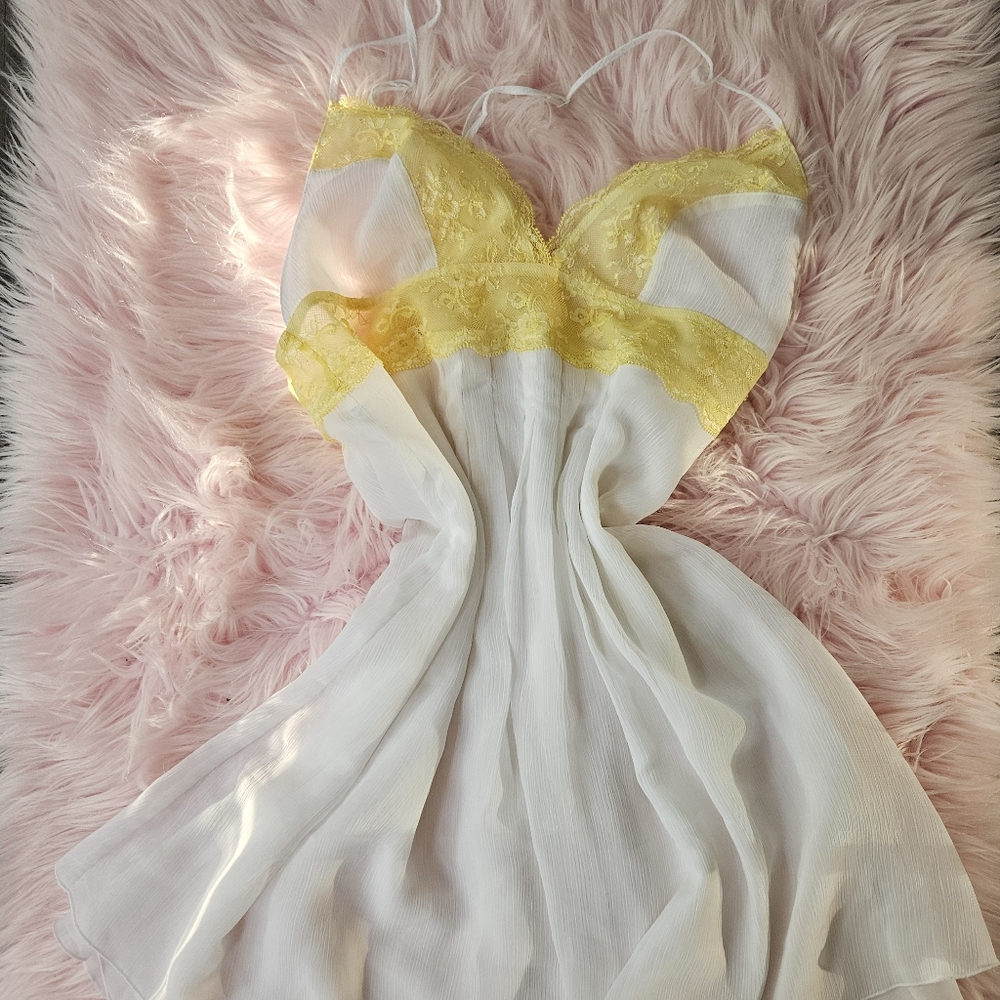 Victoria's secret white and yellow chiffon dress/slip